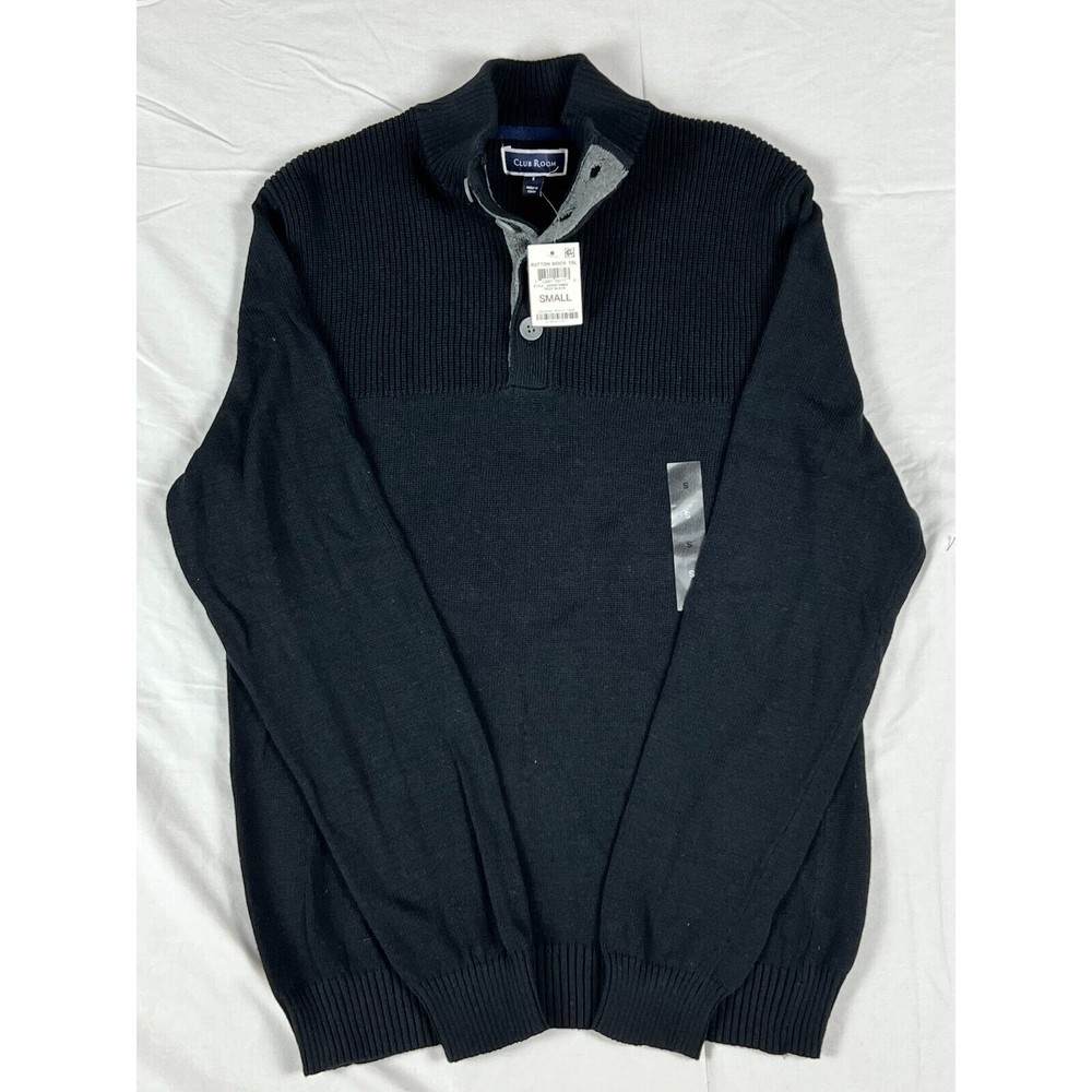 Club Room Mens Sweater BLACK Size LARGE Pullover Fair Isle Crewneck